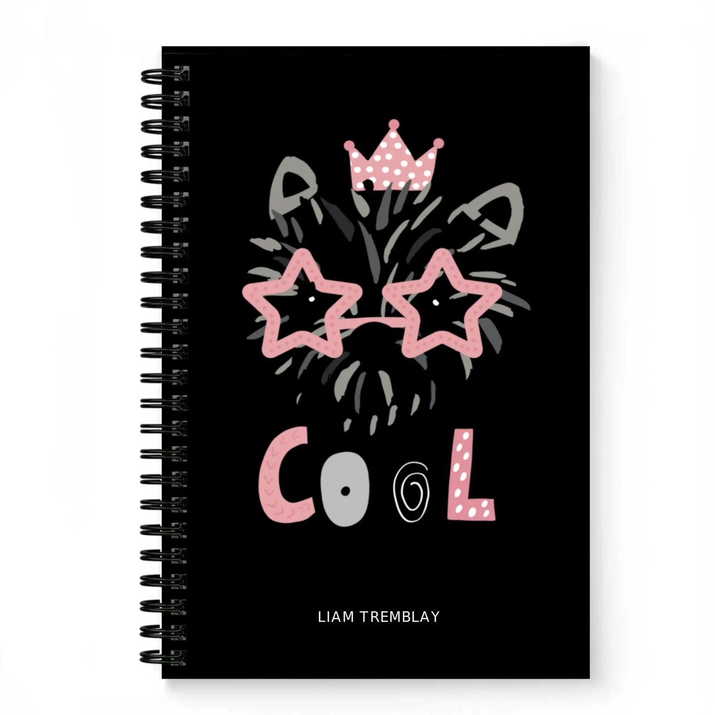 Cool Cat Spiral 5.5 x 8.5 Personalised Notebook